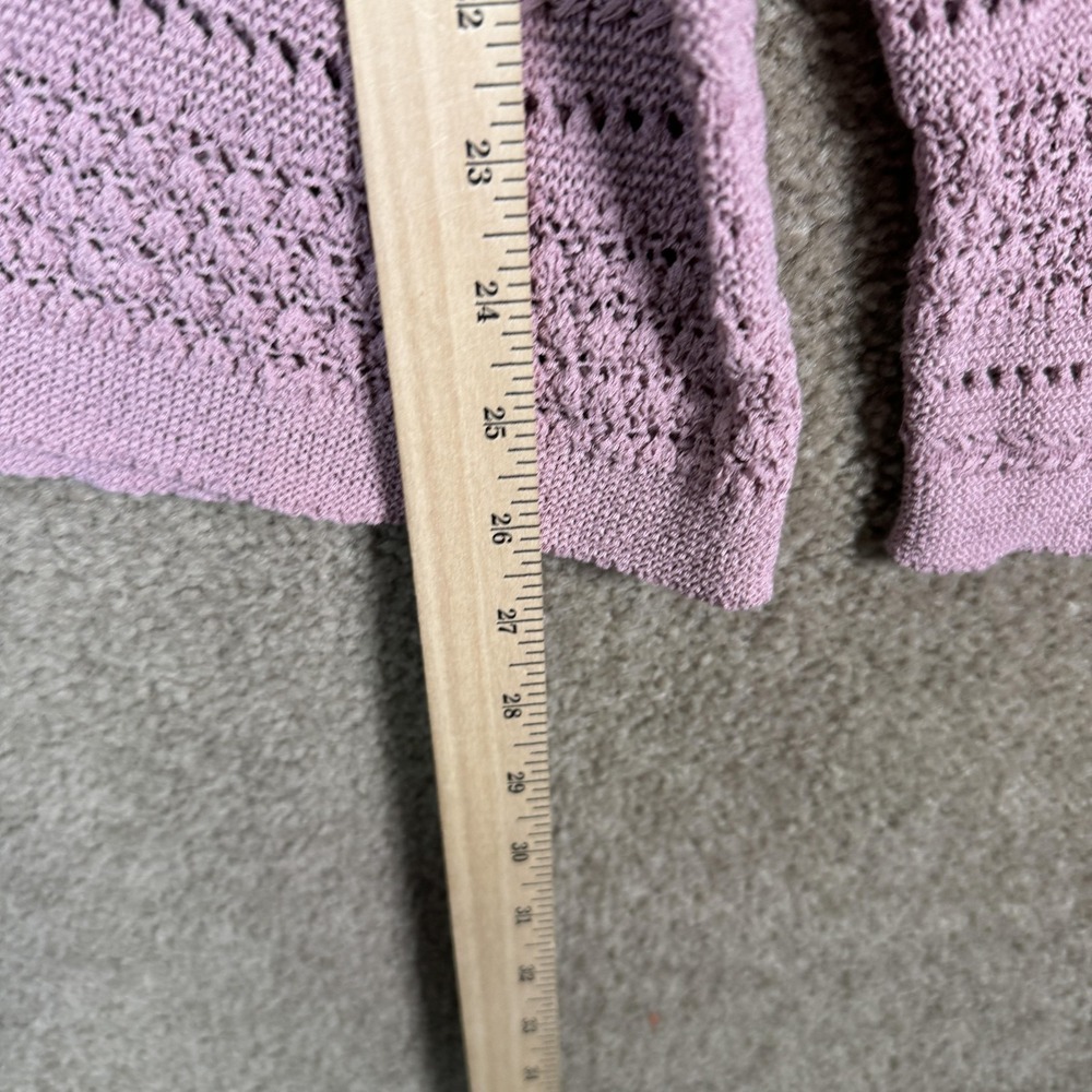 J Jill Sweater Large Petite Purple Open Knit Scoop Neck Pullover Lightweight - Picture 6 of 10